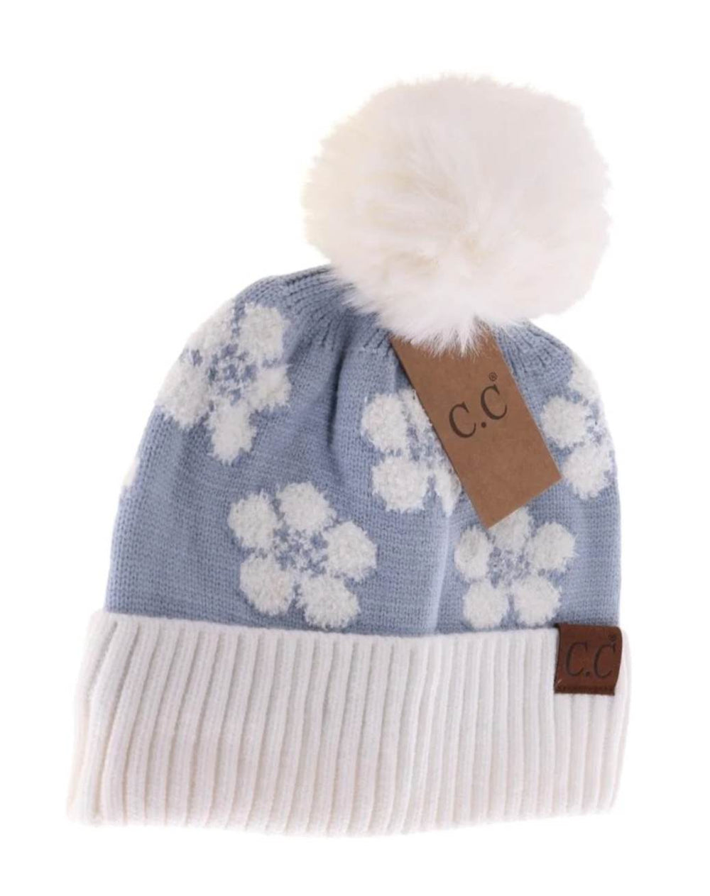 Daisy Patterned Faux Fur C.C Beanie