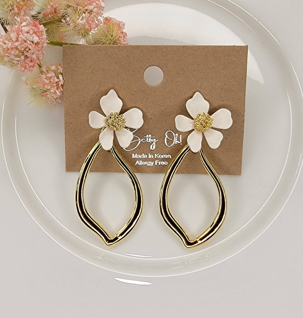 Floral Deco Dangle Earrings