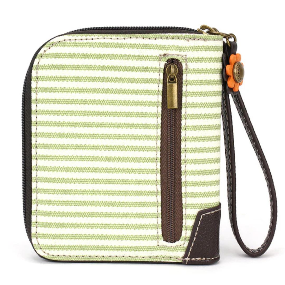CHALA ZIP AROUND WALLET HIGHLAND COW - GREEN STRIPE