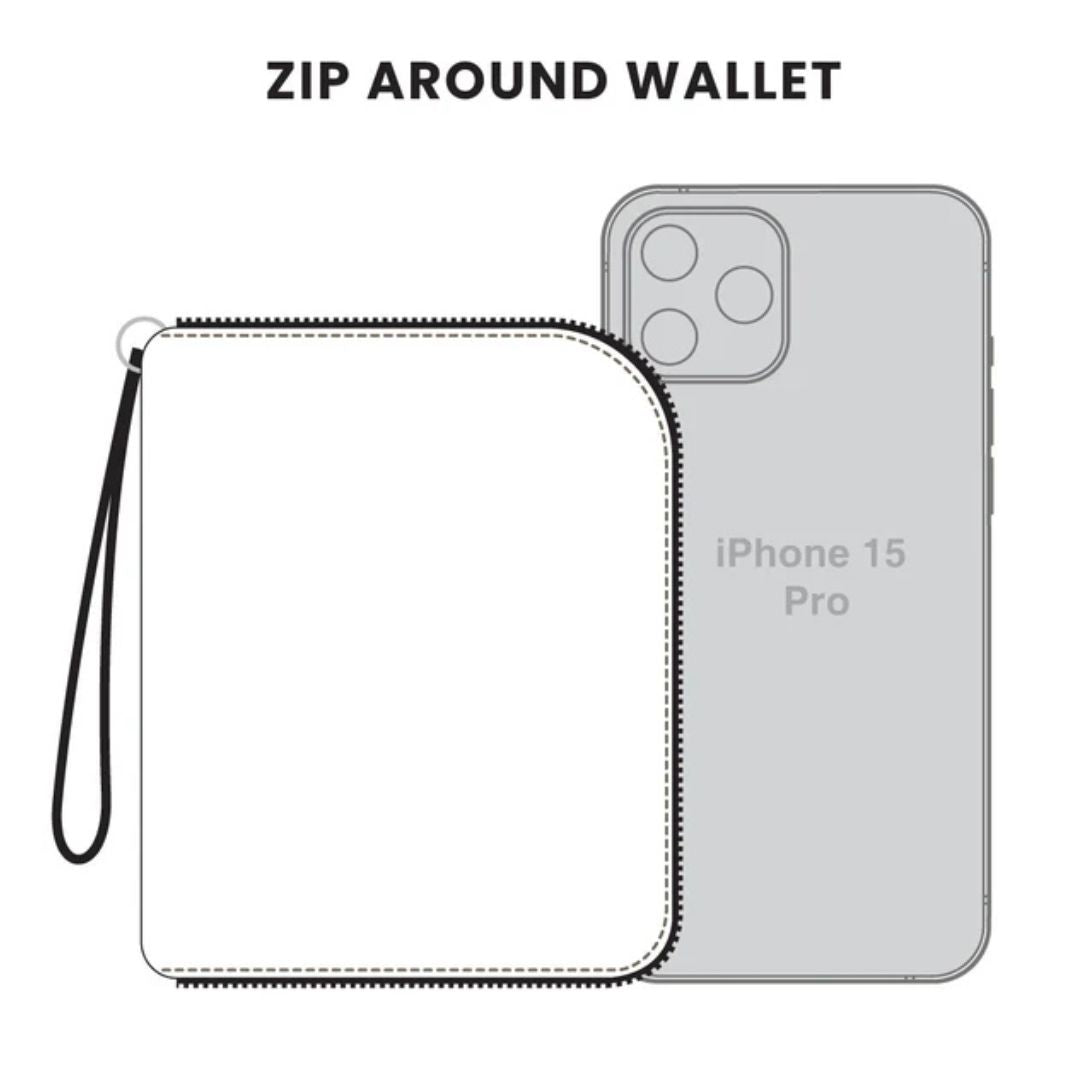 CHALA ZIP AROUND WALLET HIGHLAND COW - GREEN STRIPE