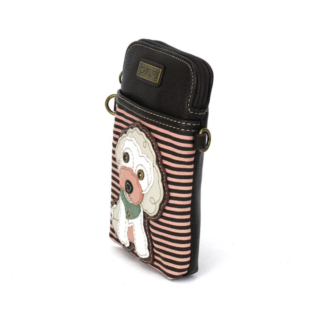 CHALA CELLPHONE XBODY POODLE - BURGUNDY STRIPE
