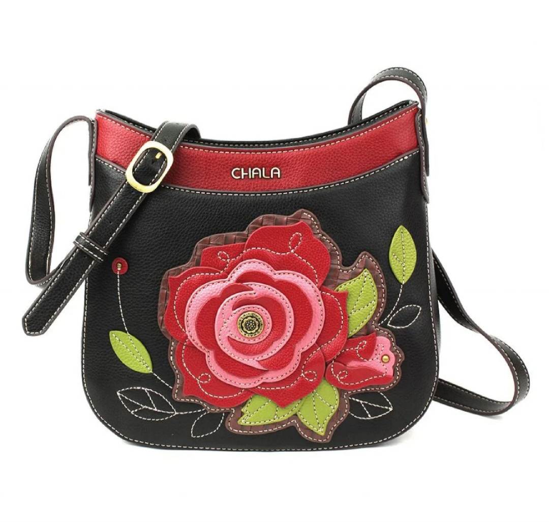 CHALA CRESCENT CROSSBODY RED ROSE