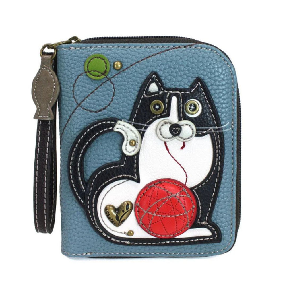 CHALA ZIP AROUND WALLET FAT CAT - BLUE GRAY