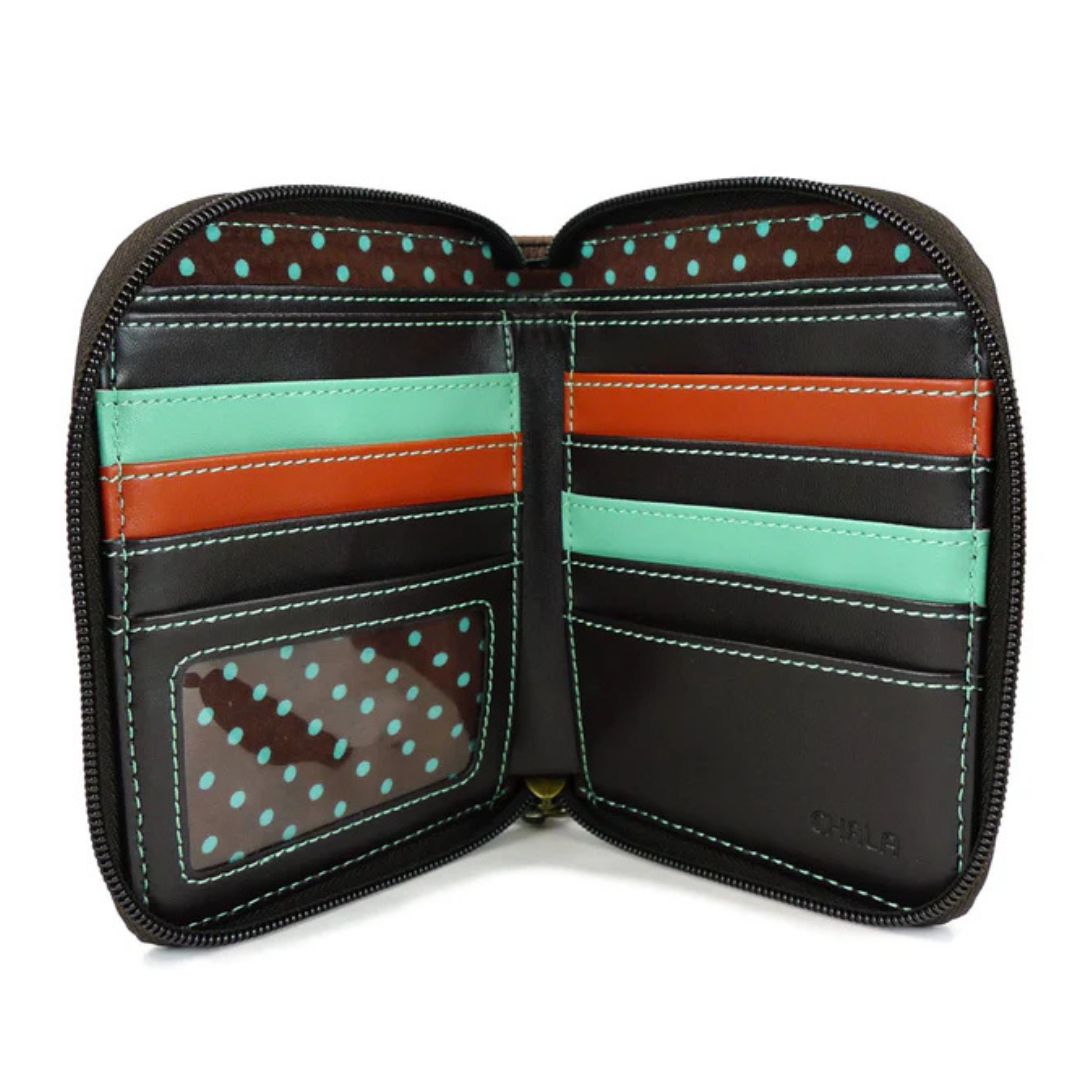 CHALA ZIP AROUND WALLET FAT CAT - BLUE GRAY