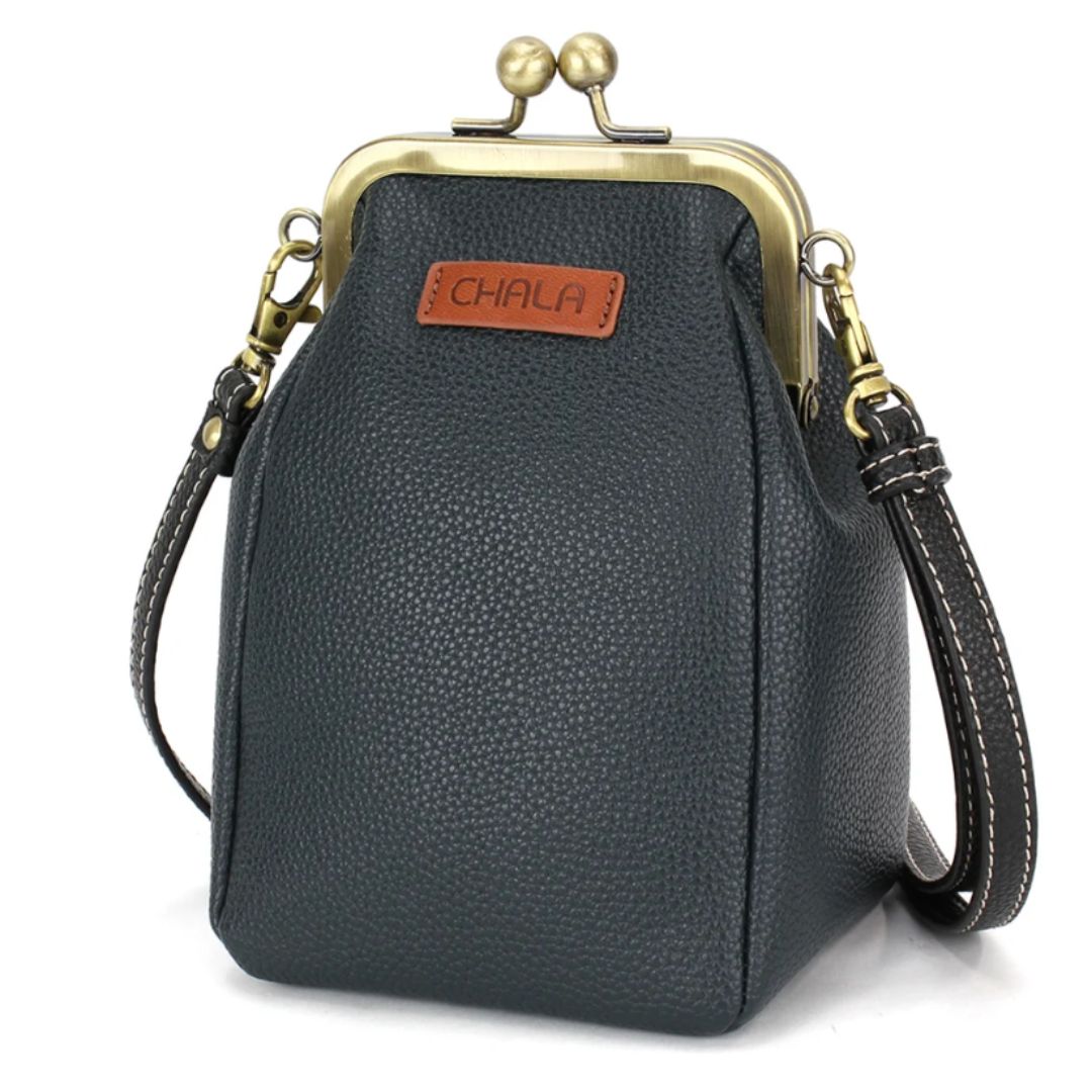 Kisslock Cellphone Crossbody - Blue Butterfly