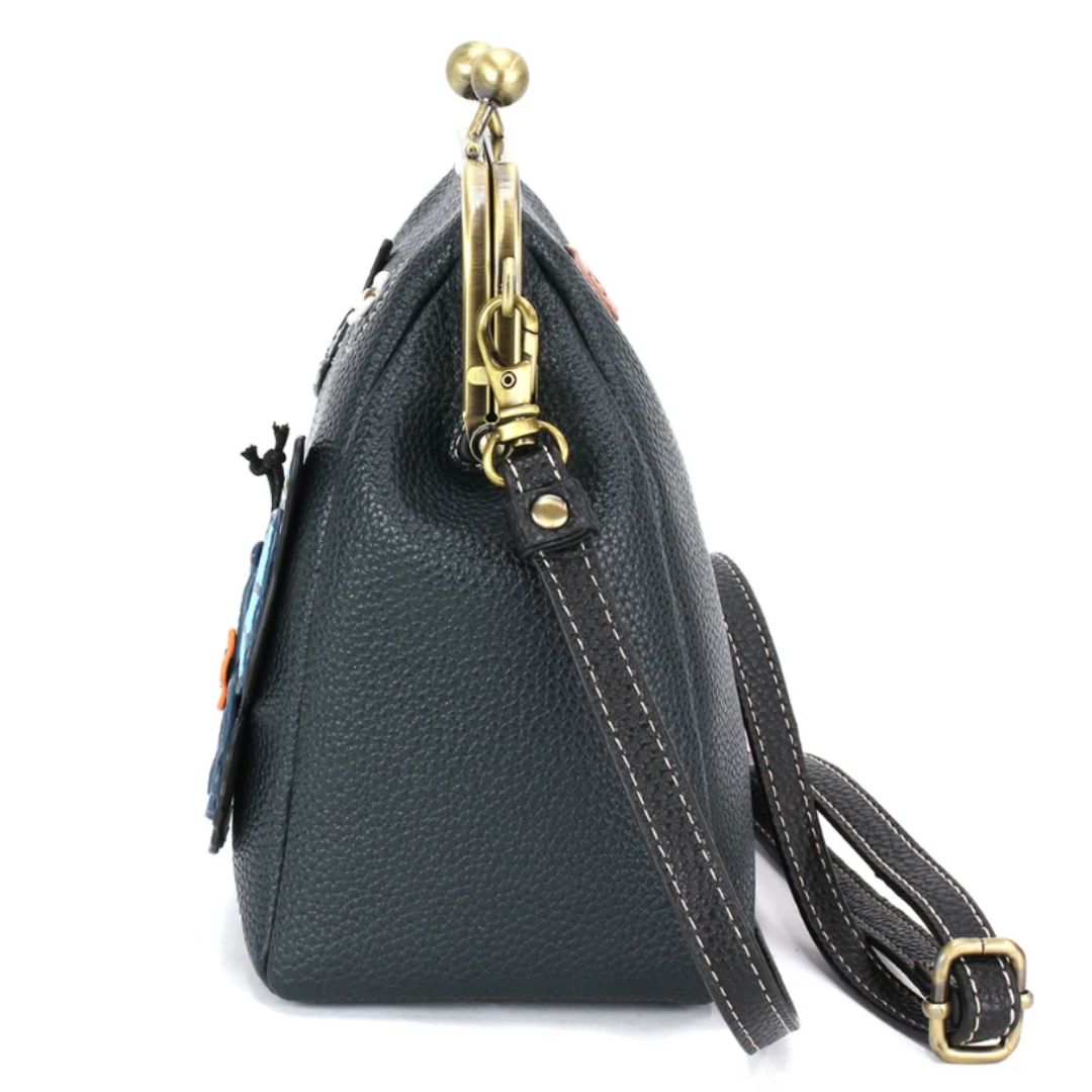 Kisslock Cellphone Crossbody - Blue Butterfly
