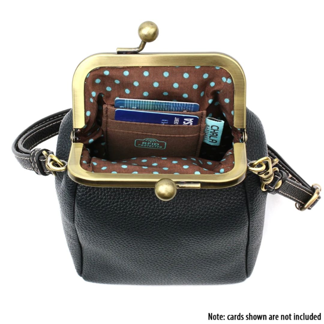 Kisslock Cellphone Crossbody - Blue Butterfly