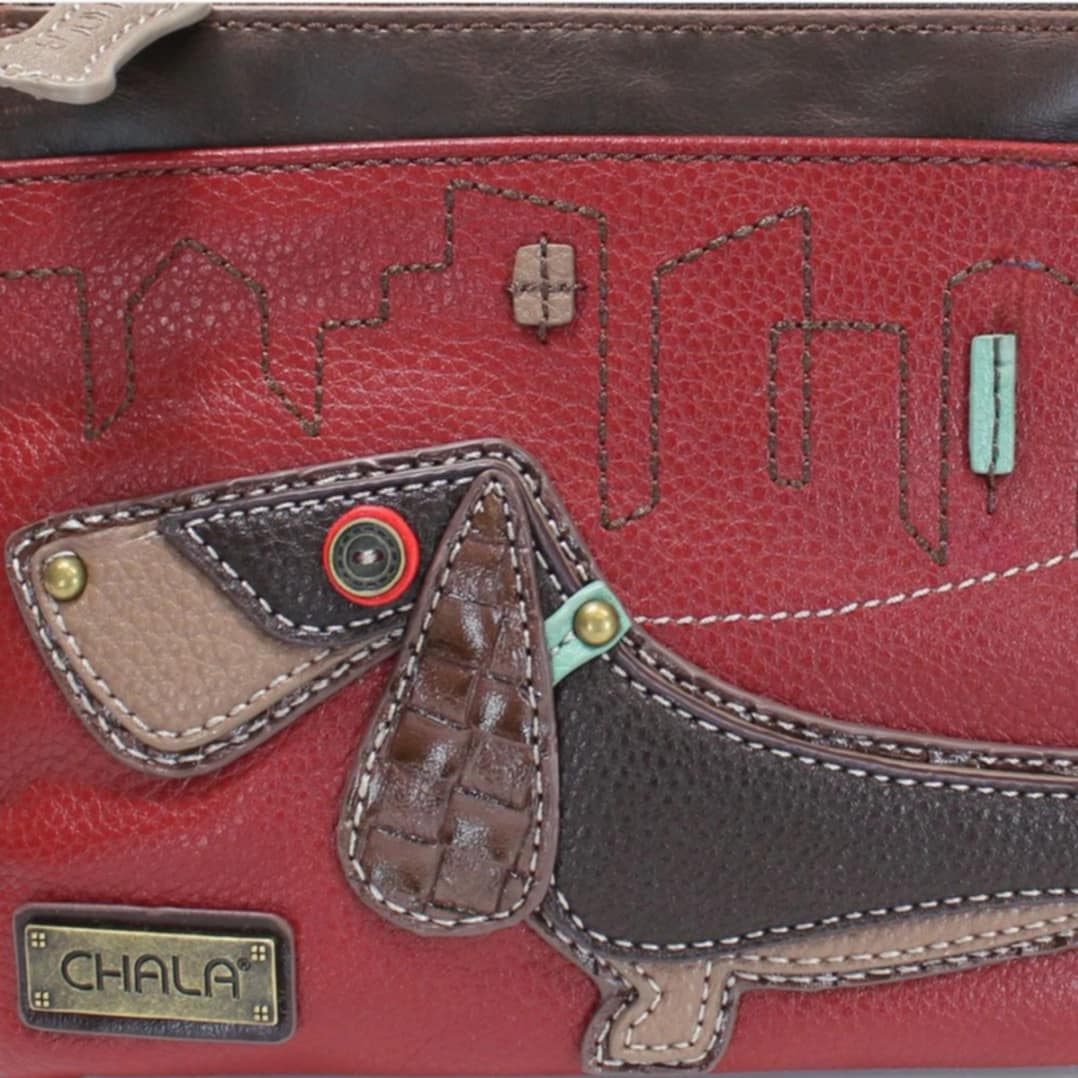 Chala Mini Crossbody Wiener Dog Burgundy