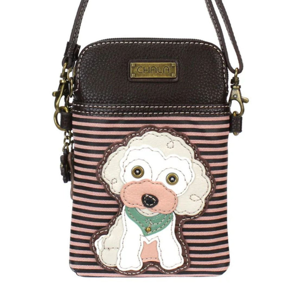CHALA CELLPHONE XBODY POODLE - BURGUNDY STRIPE