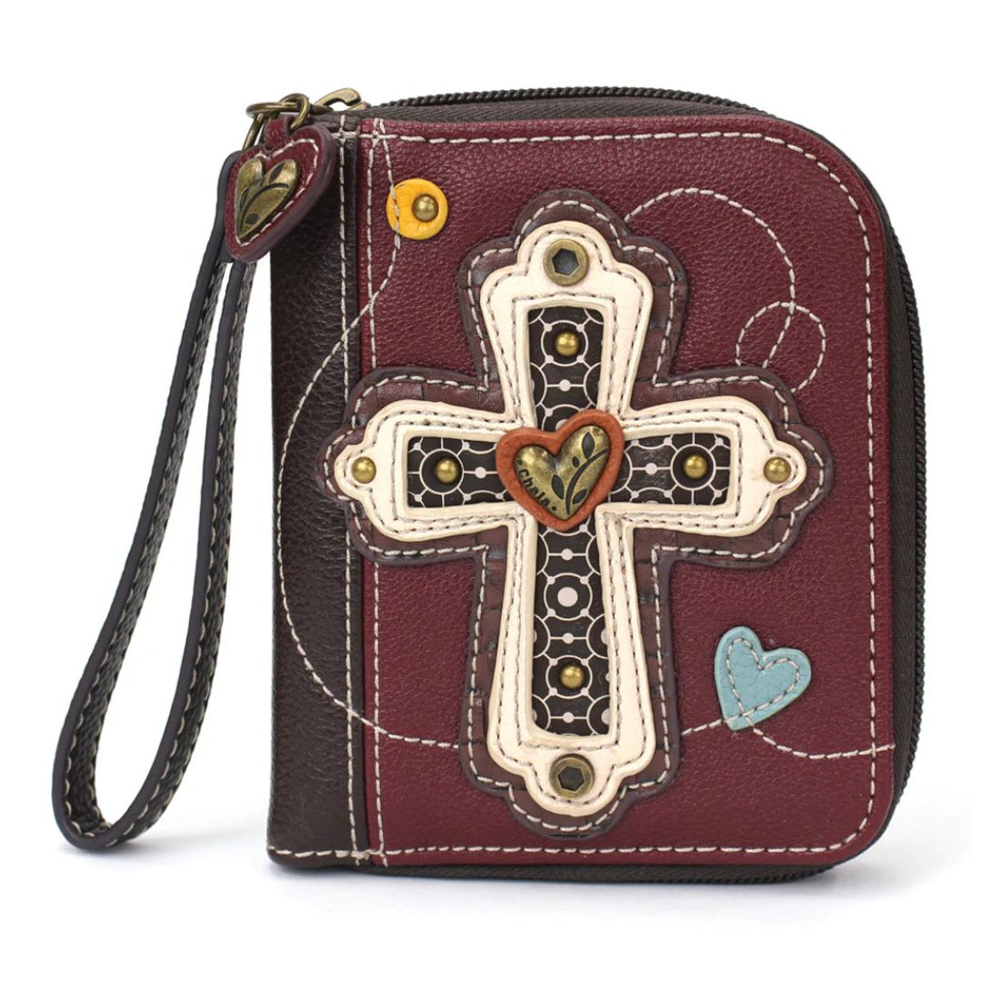 CHALA ZIP AROUND WALLET CROSS - MAROON