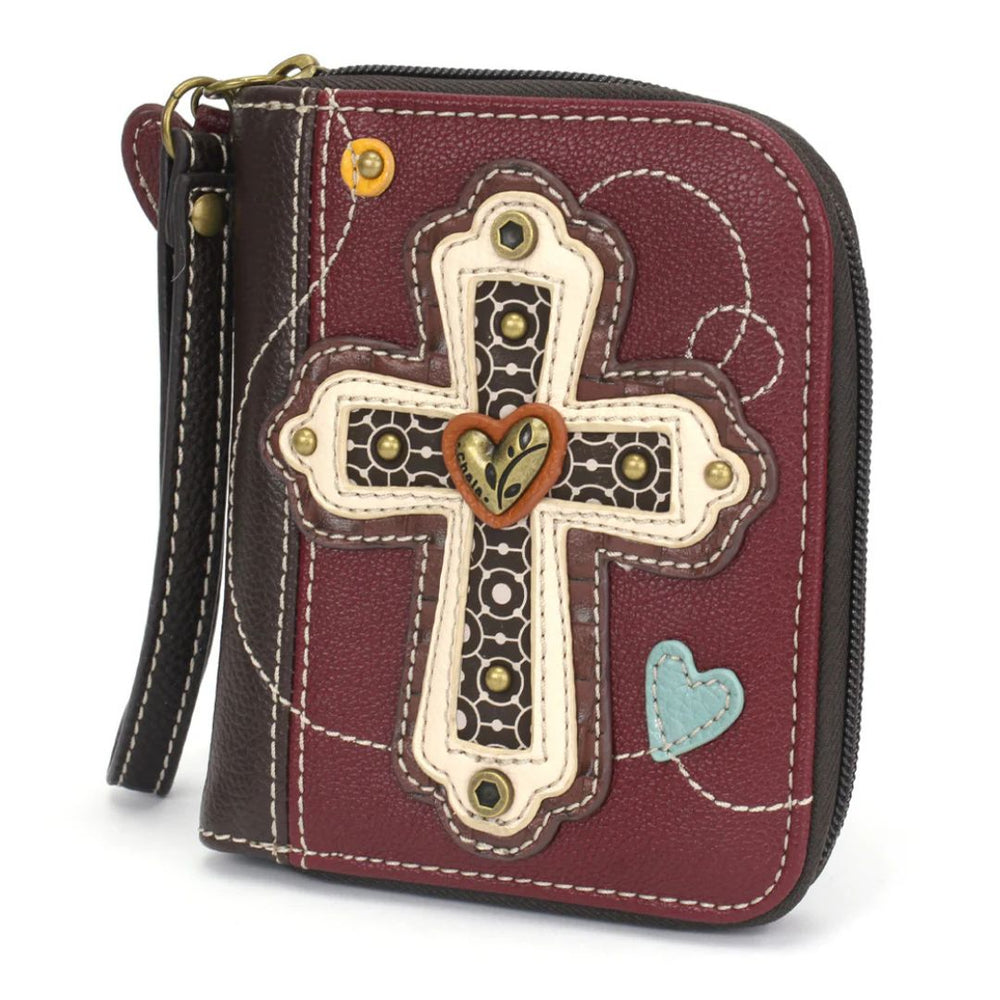 CHALA ZIP AROUND WALLET CROSS - MAROON