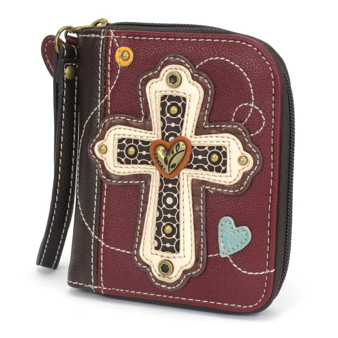 CHALA ZIP AROUND WALLET CROSS - MAROON