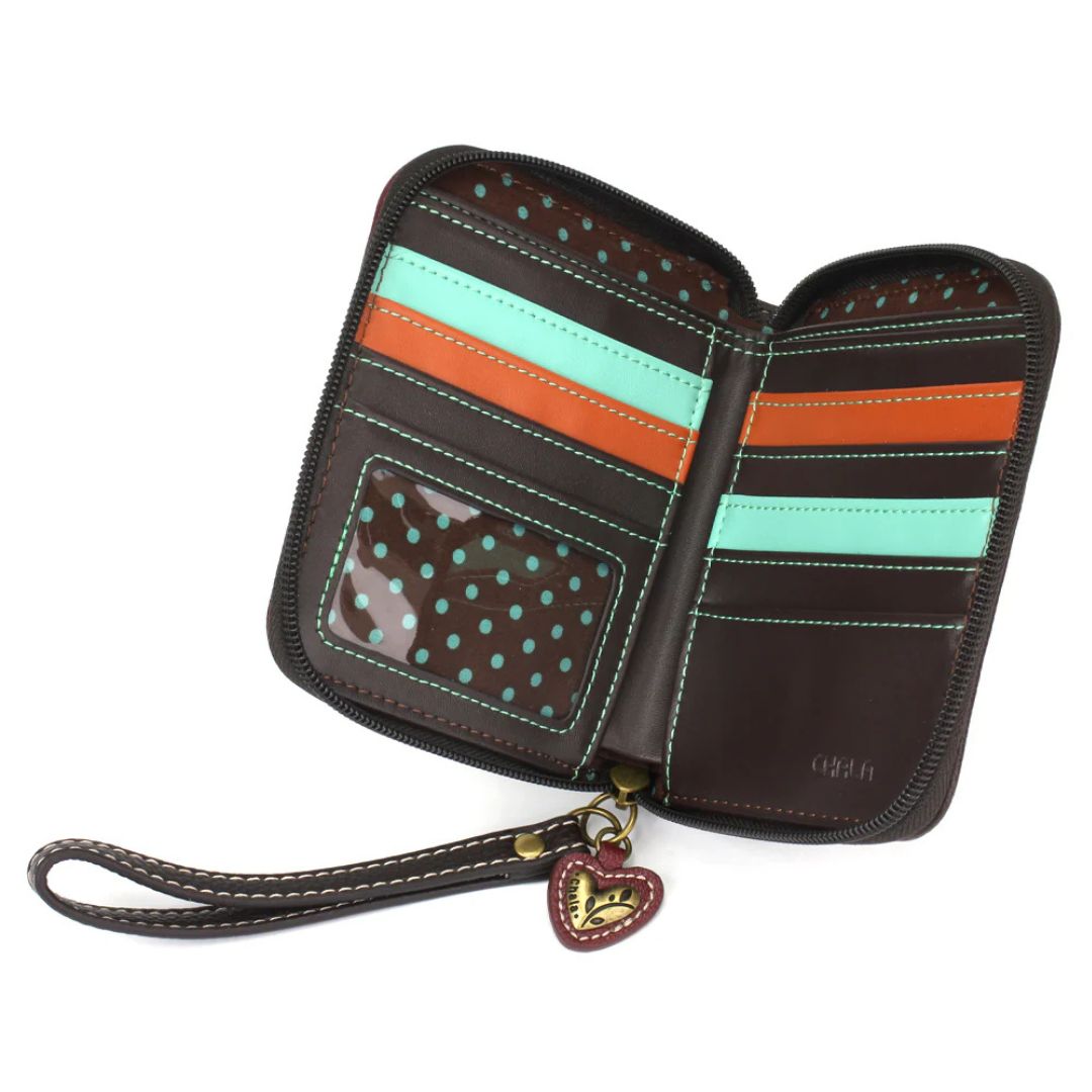 CHALA ZIP AROUND WALLET CROSS - MAROON