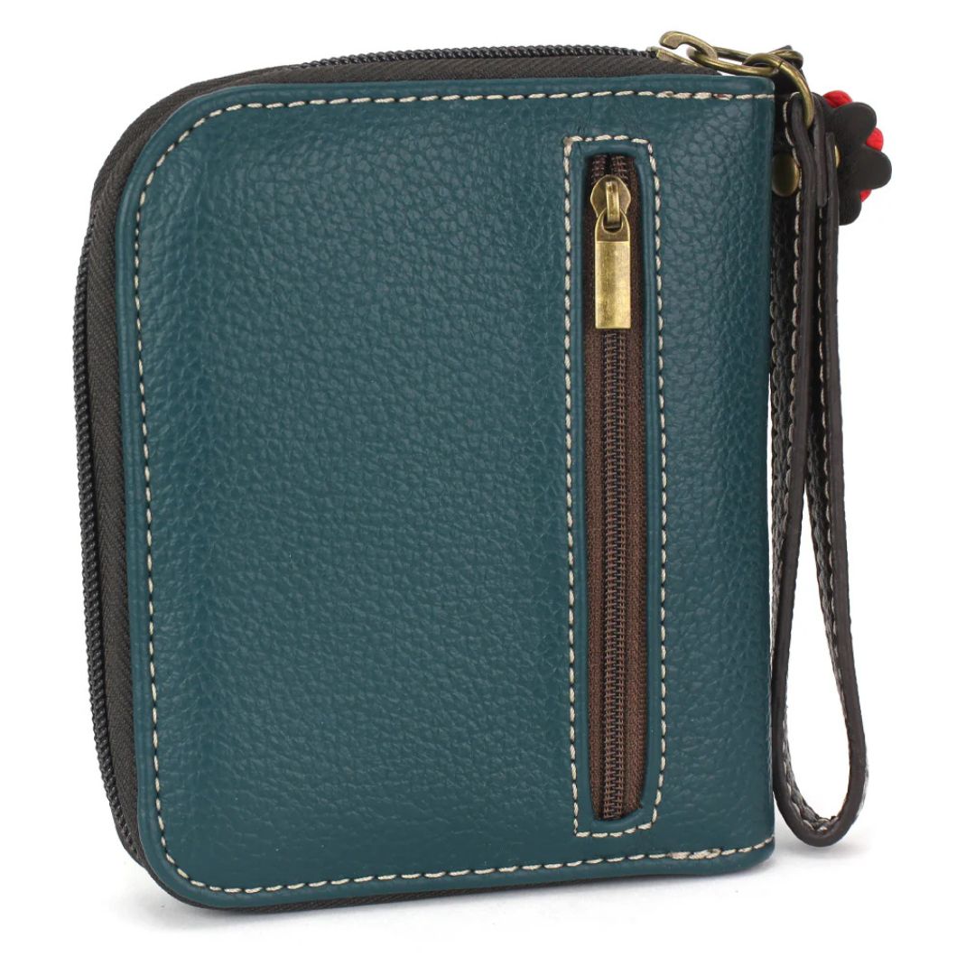 CHALA ZIP AROUND WALLET BUS - TEAL STRIPE