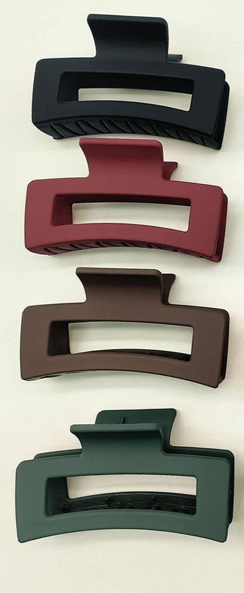 Rectangular Hair Claw Clip Jewel Tone Matte