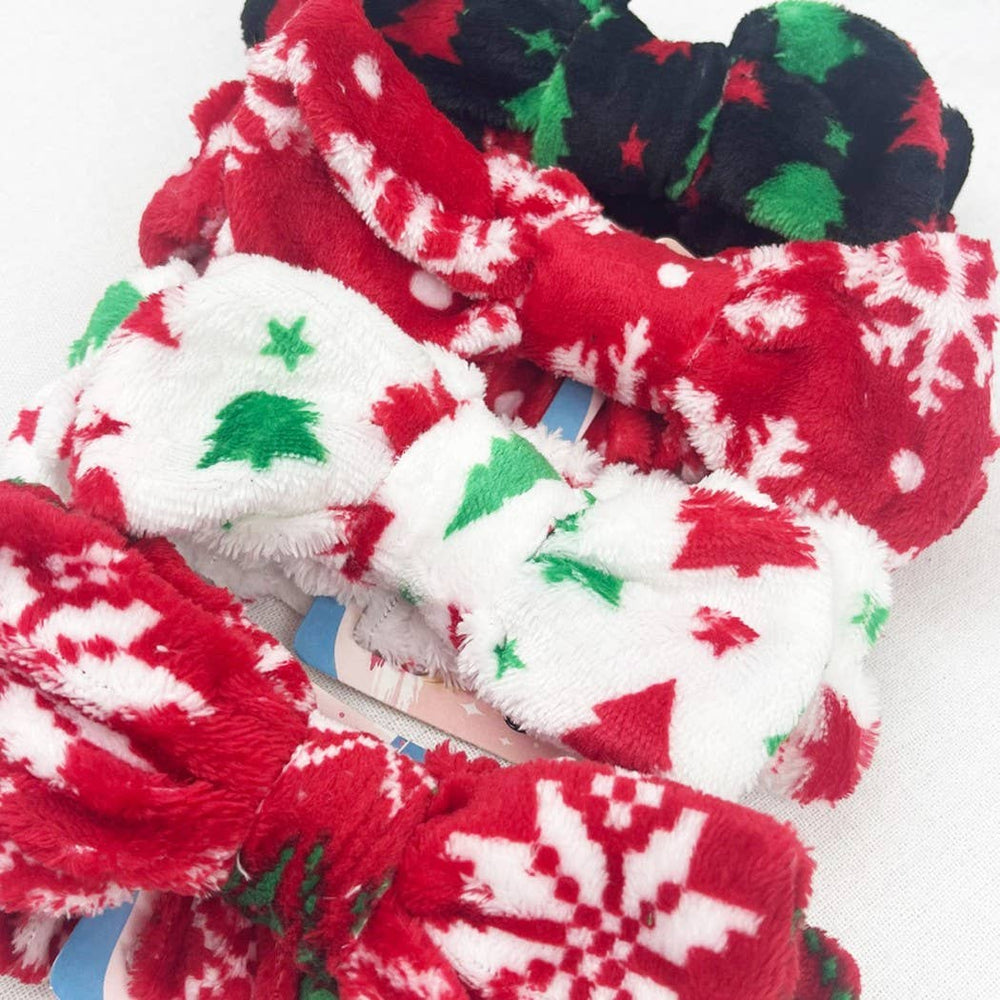 Christmas Pattern Beauty Spa Bow Headband