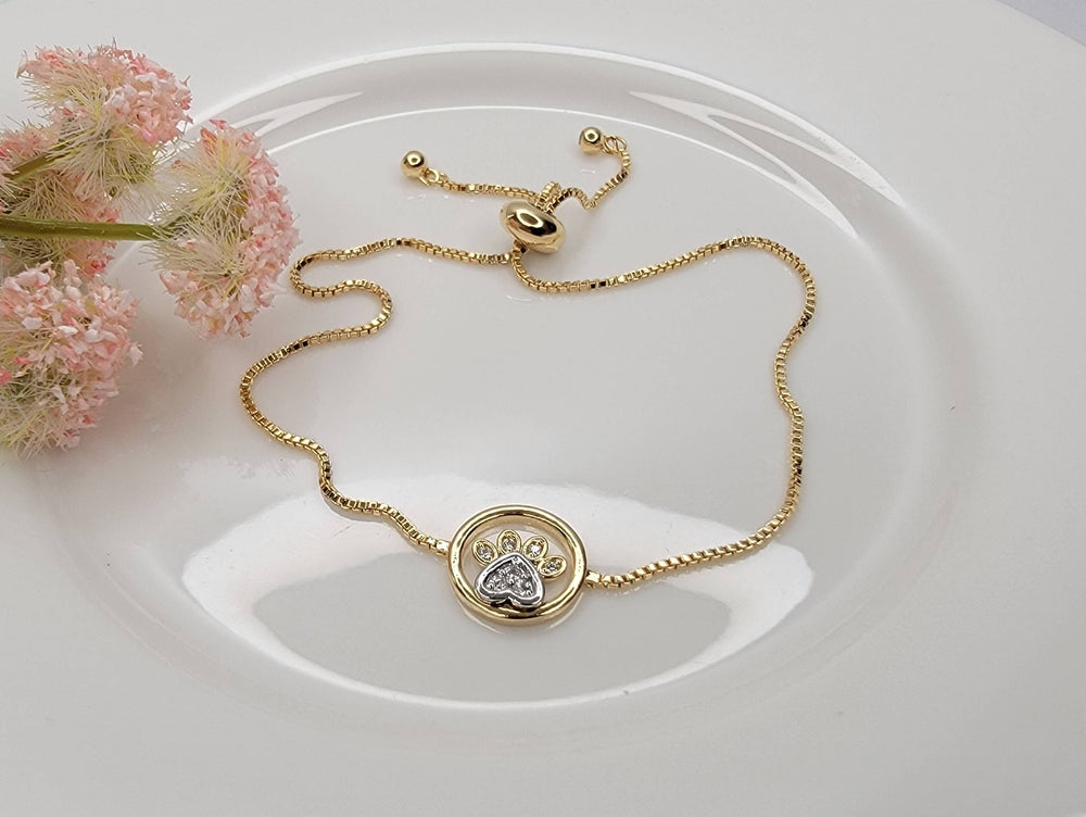 Small Paw Slide Bracelet: Gold