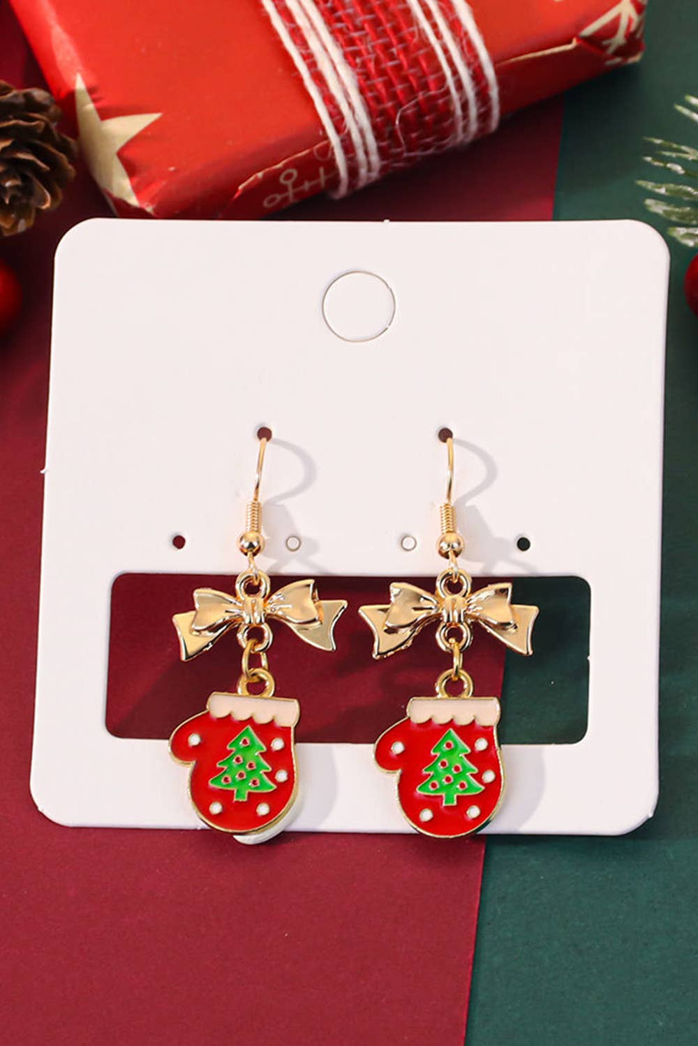 Christmas Mitten Earrings Gold
