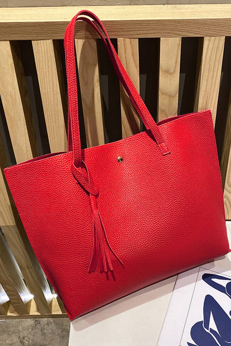 Big Capacity Tassel Tote Handbag Red