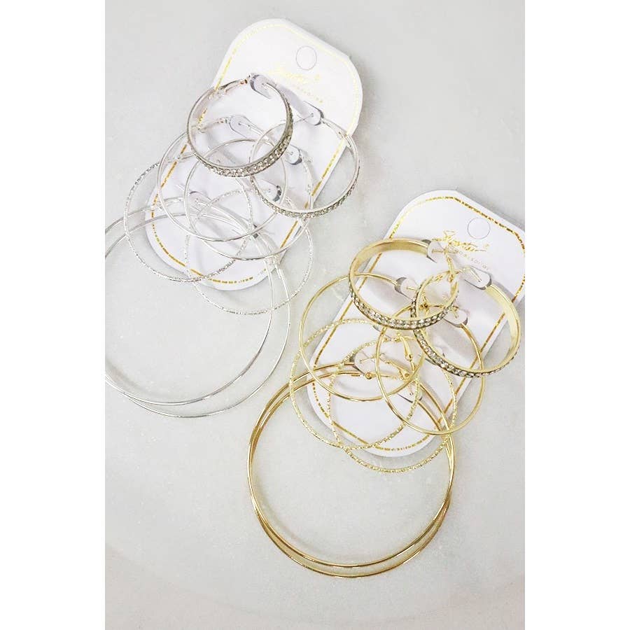 4-Pair Hoop Earring Mix Set