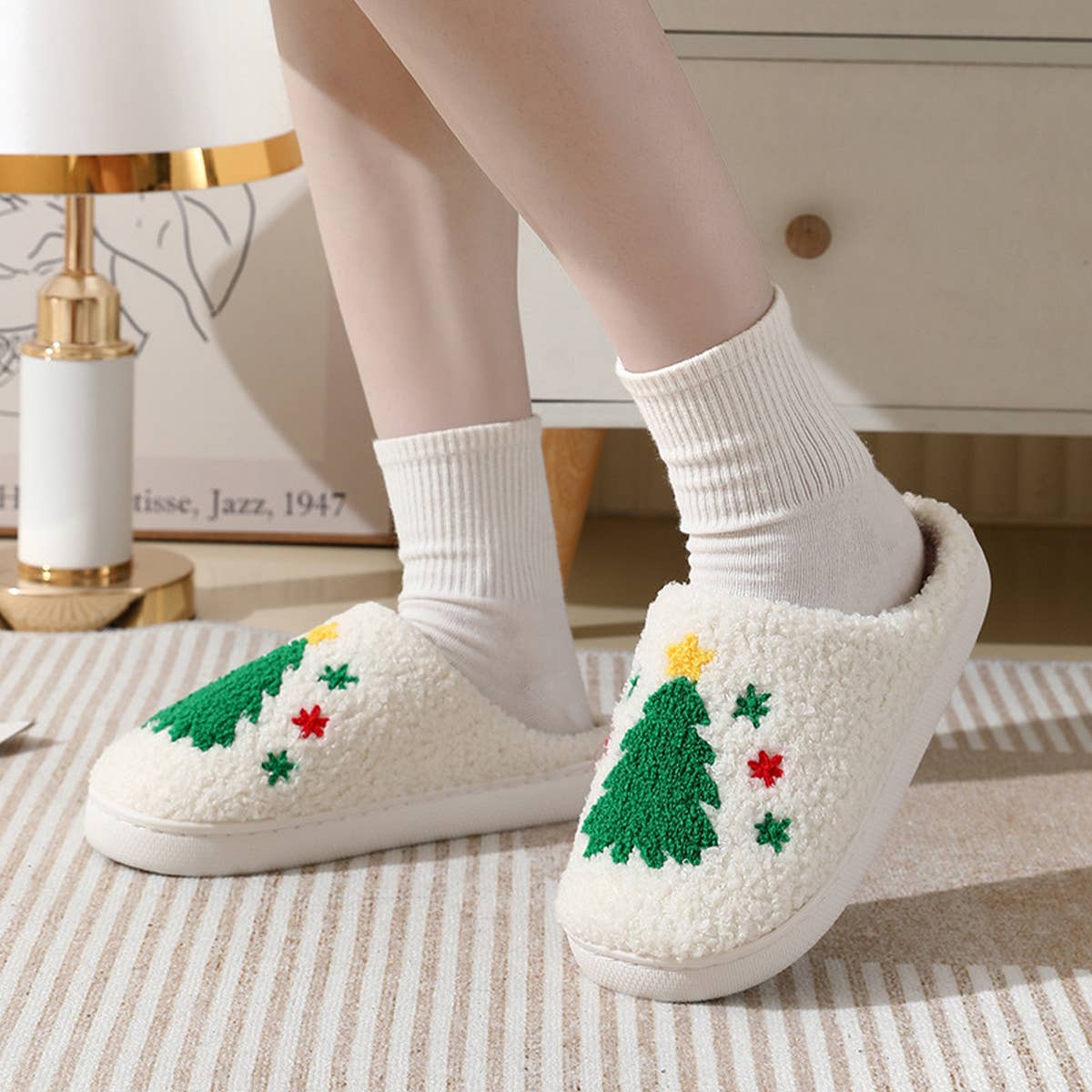 CHRISTMAS TREE WARM COTTON SLIPPERS