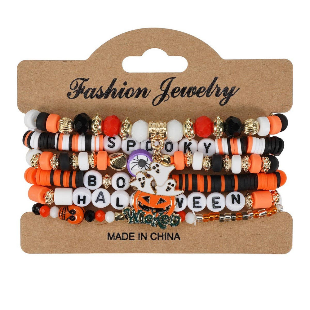 HALLOWEEN PUMPKIN GHOST BEADED BRACELET
