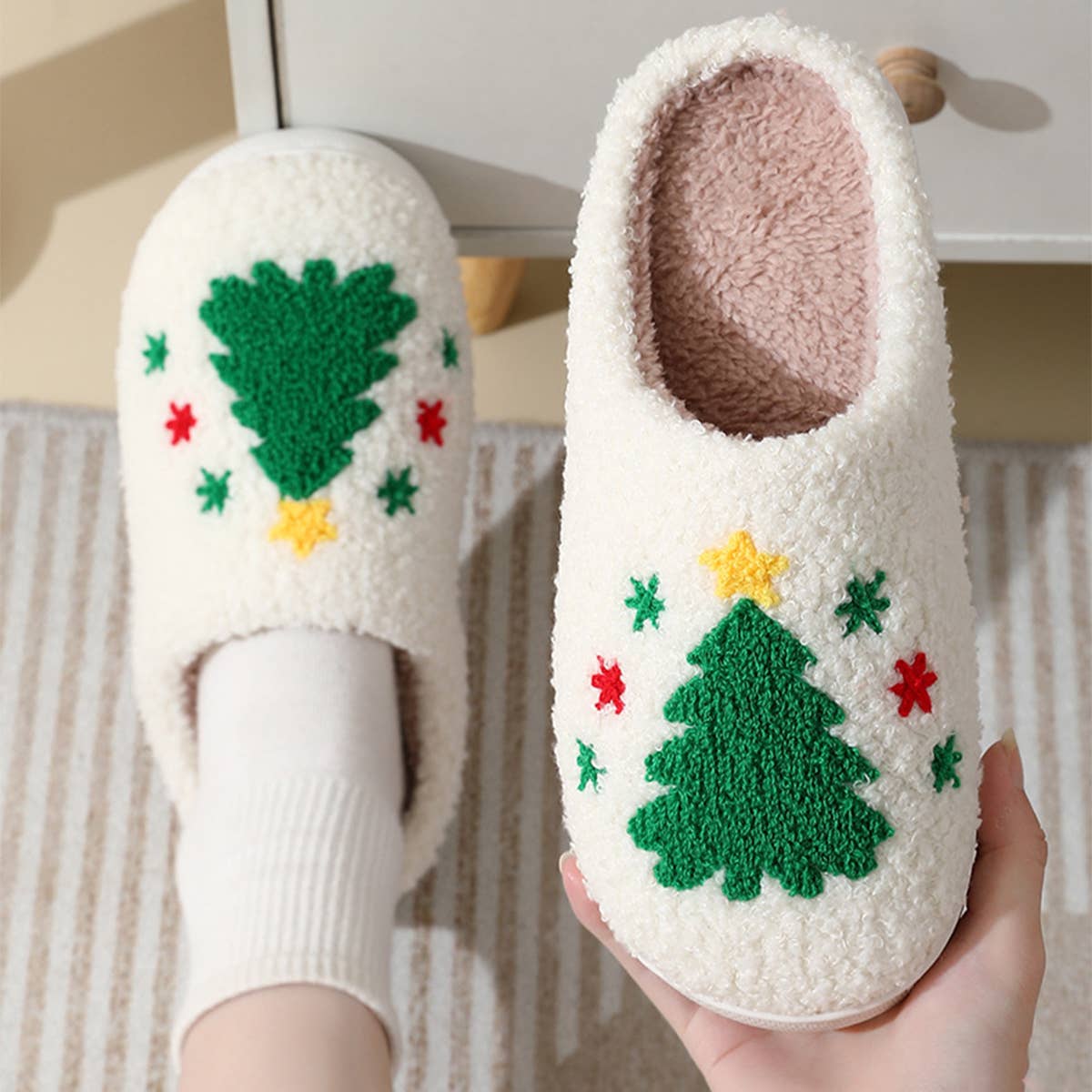 CHRISTMAS TREE WARM COTTON SLIPPERS