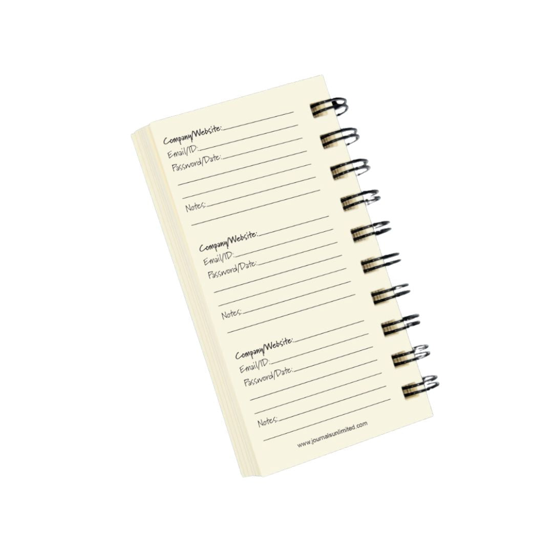 Online Accounts, My Password Mini Journal