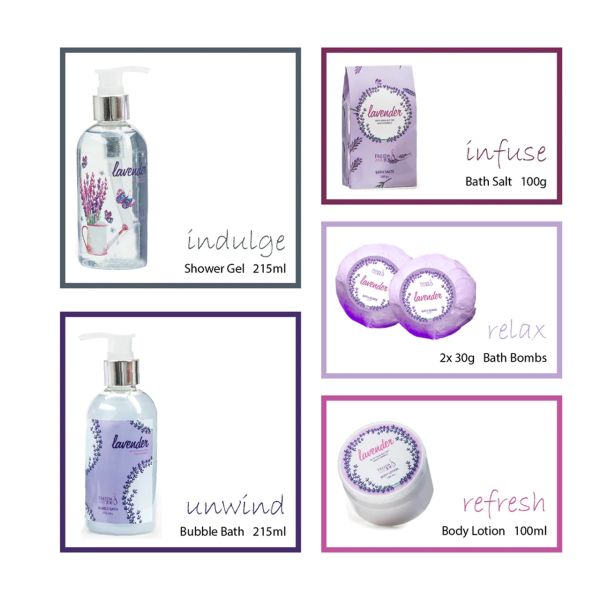Lavender Bath and Body Gift Set in Silver Tub