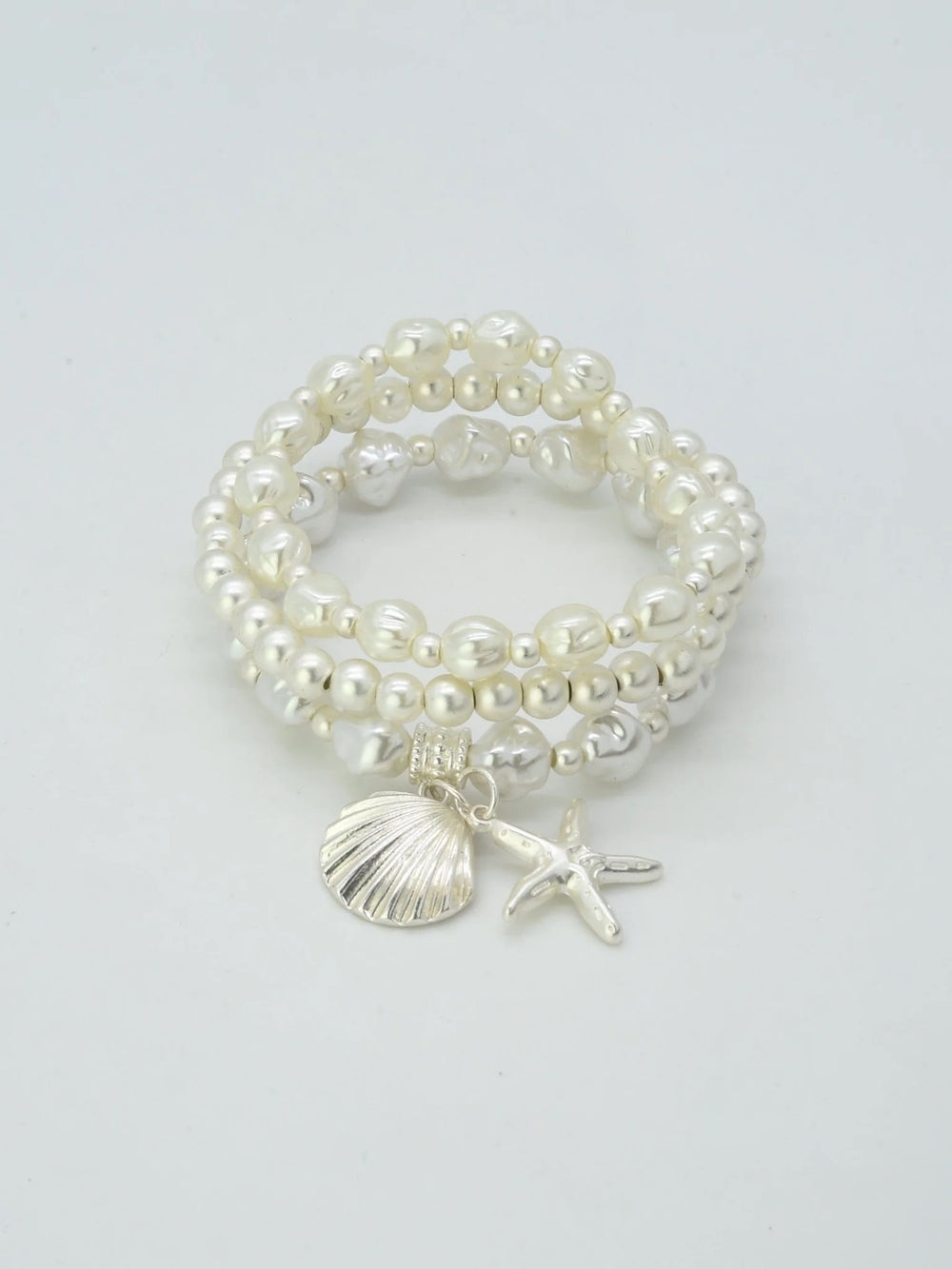 3 Piece Shell Starfish Sealife Charm Bracelet Set