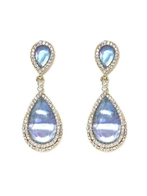 Gemstone CZ Teardrop Dangle Earrings