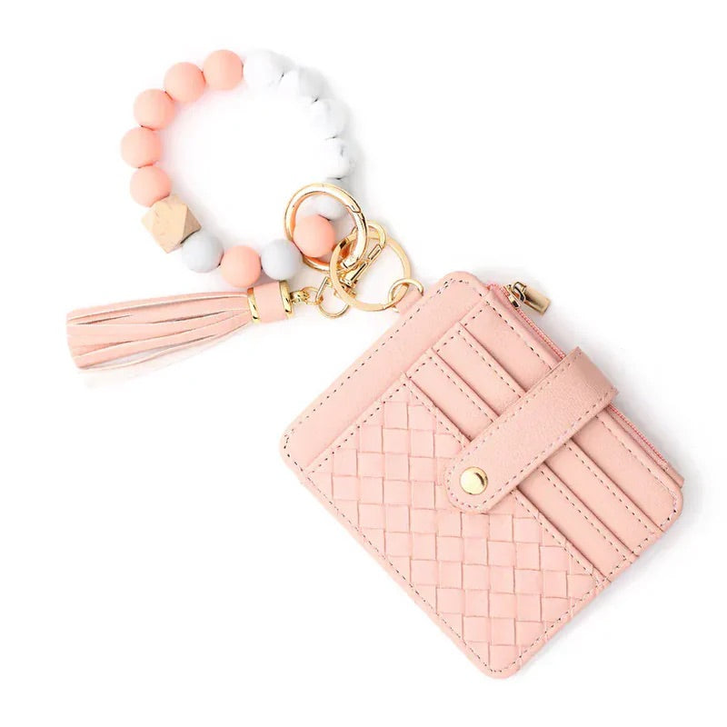 Nina Quilted Beaded Keychain Bracelet Wallet