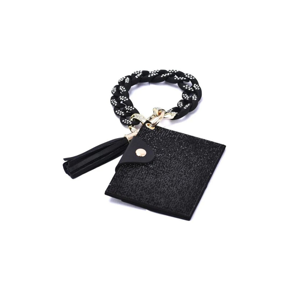 Rhinestone Keychain Bracelet Wallet With Chain Bangle