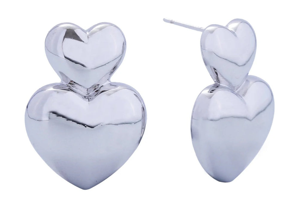 14K Heart Drop Post Earrings