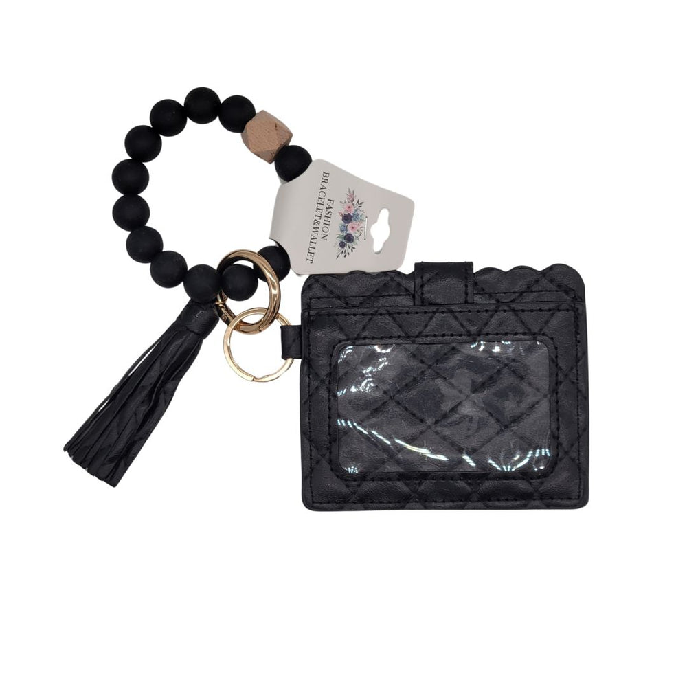 Jessica Quilted Beaded Keychain Bracelet Wallet