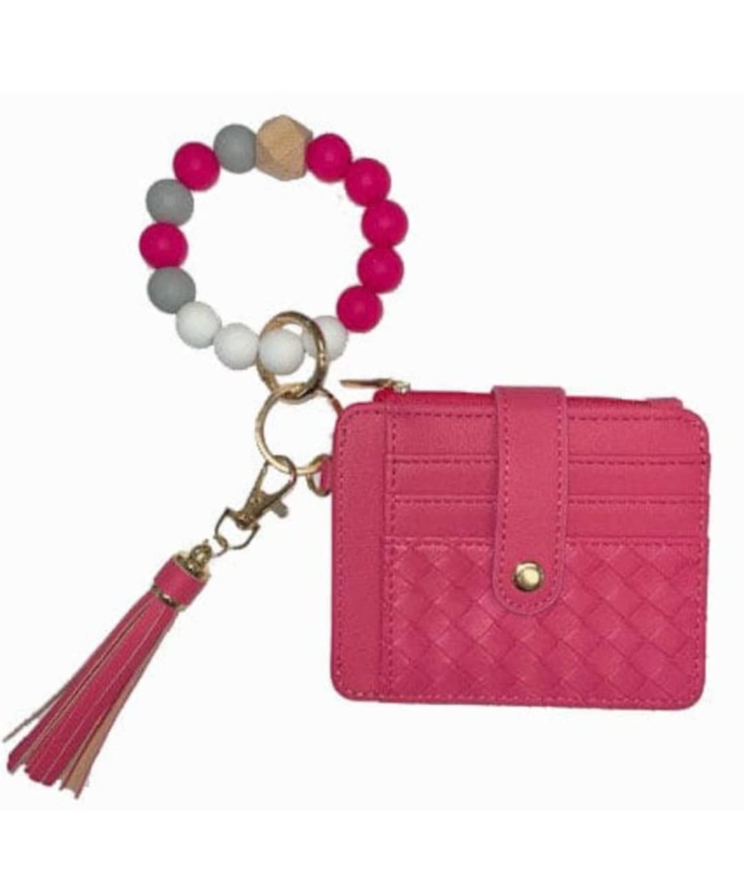 Nina Quilted Beaded Keychain Bracelet Wallet