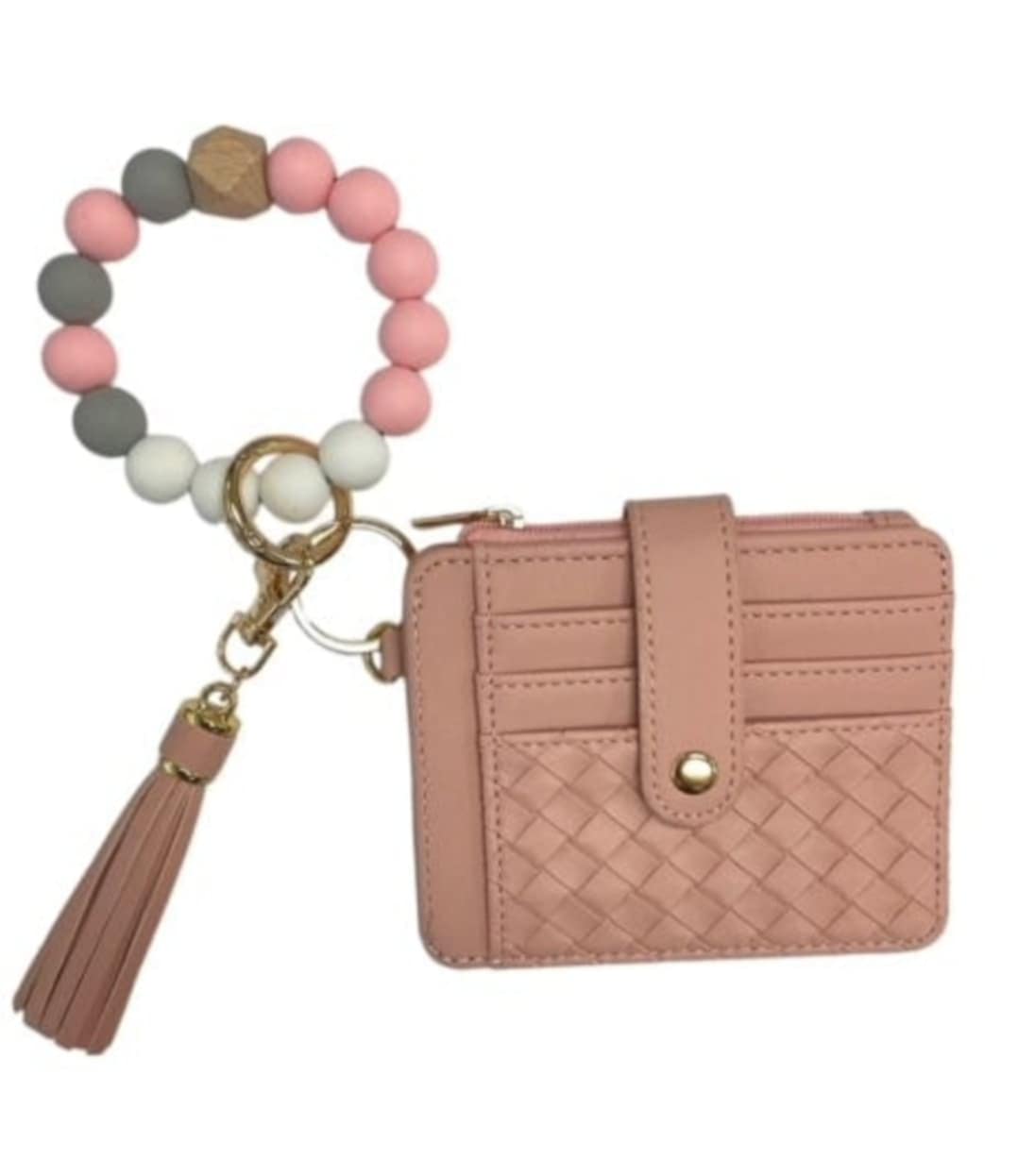 Nina Quilted Beaded Keychain Bracelet Wallet