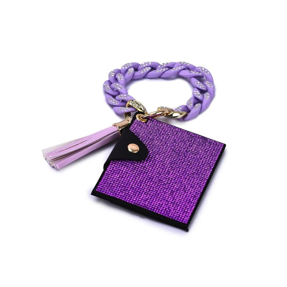 Rhinestone Keychain Bracelet Wallet With Chain Bangle