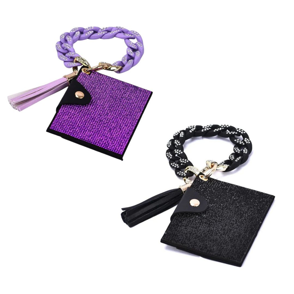 Rhinestone Keychain Bracelet Wallet With Chain Bangle