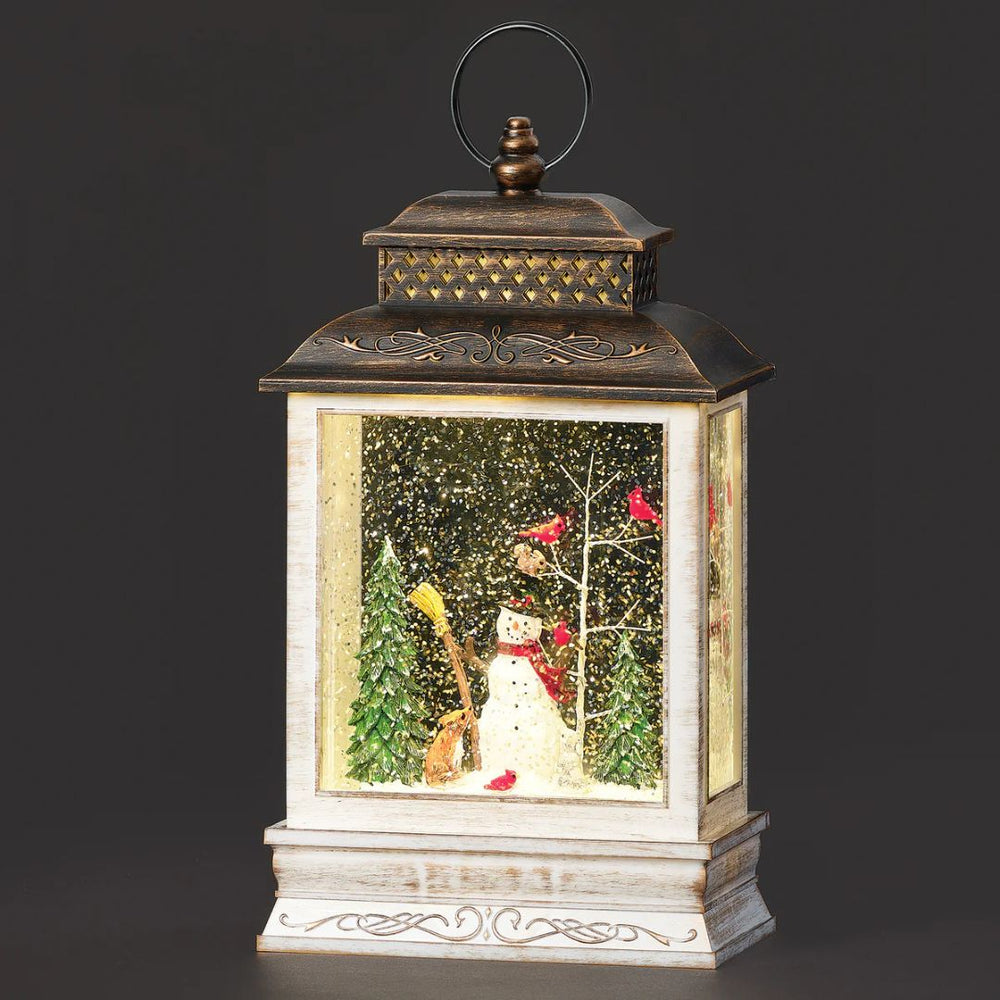 Confetti Lites Lighted Swirl Snowman Square Lantern with Forest Animals