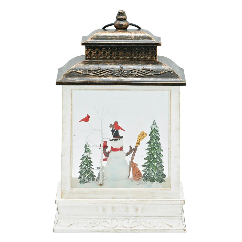 Confetti Lites Lighted Swirl Snowman Square Lantern with Forest Animals