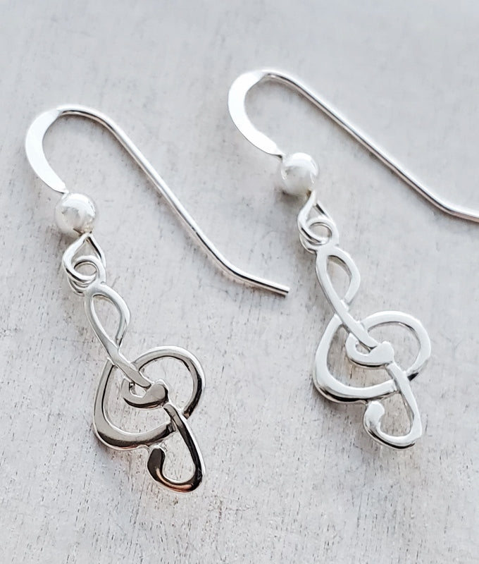 Music Clef Earrings Silver