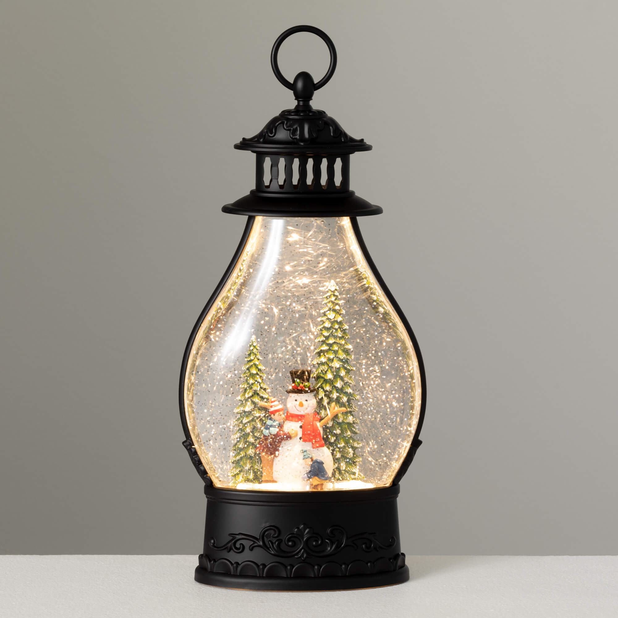 LIGHTED SNOWMAN SHIMMER LANTERN