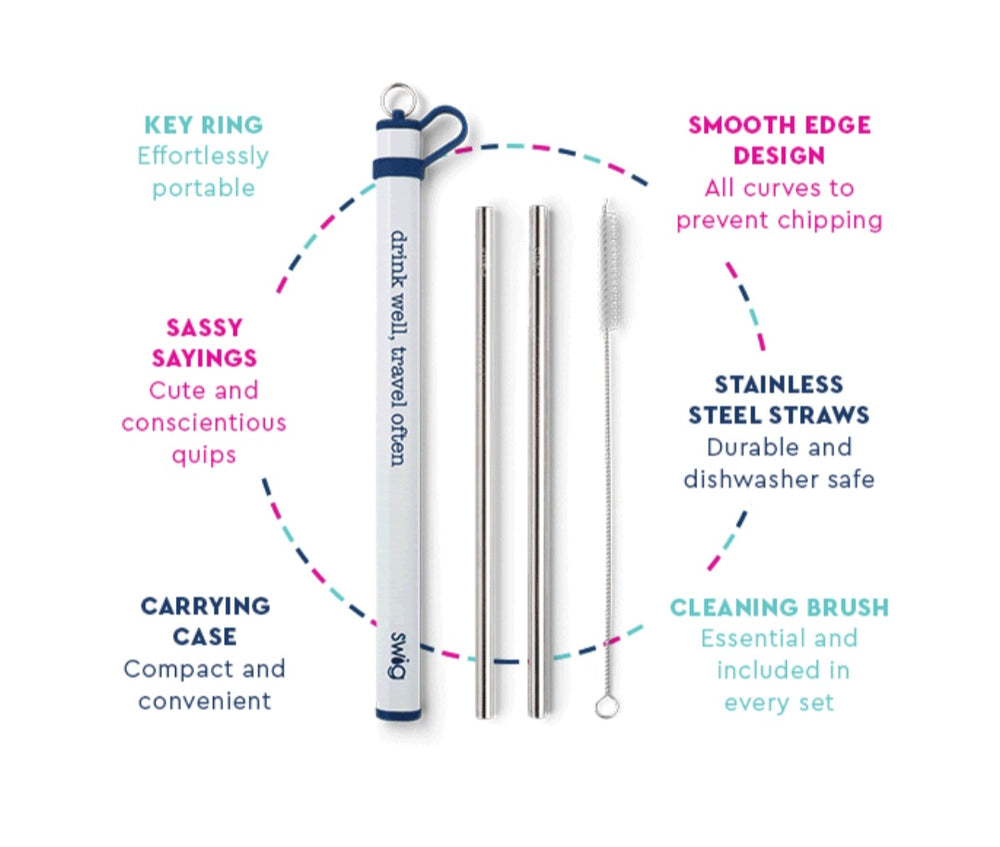 SWIG Double Stainless Steel Straw Set