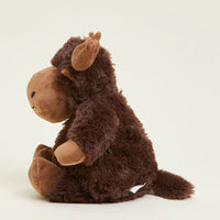 Brown plush moose toy on a white background