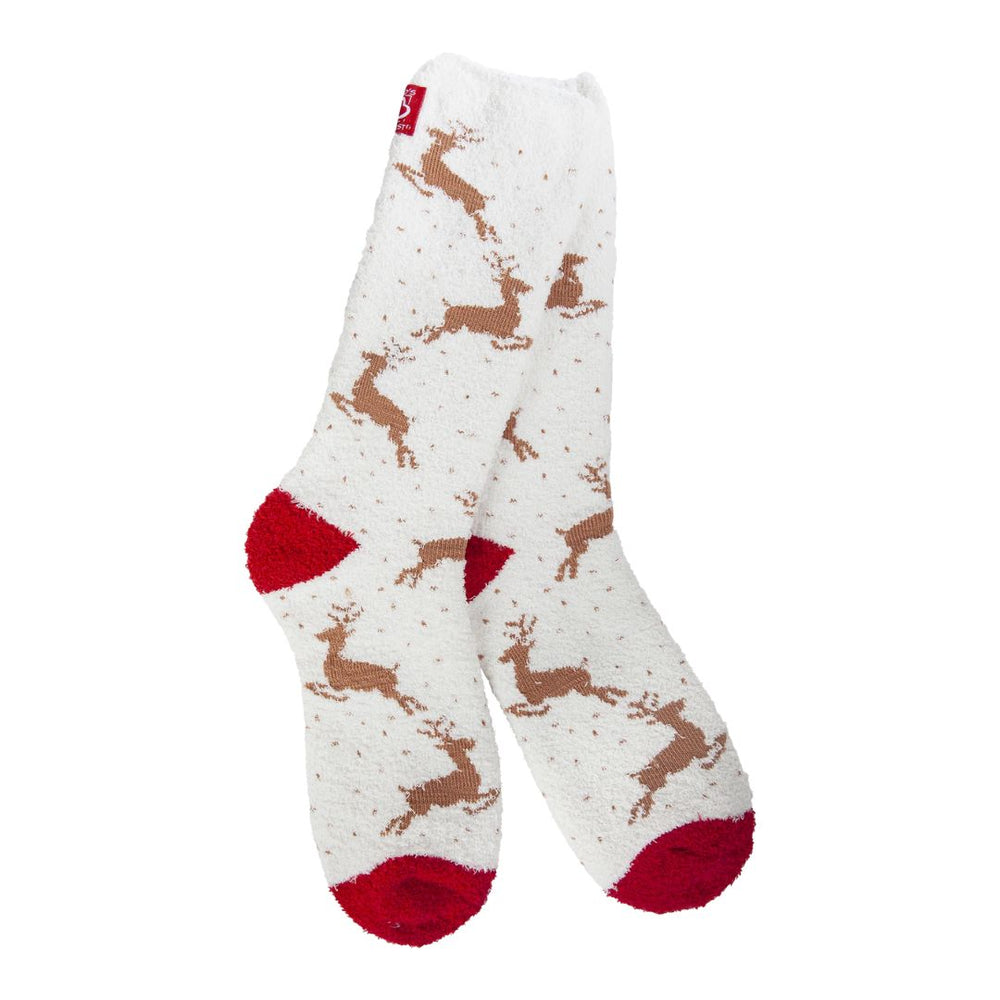 Reindeer Holiday Cozy Crew Socks
