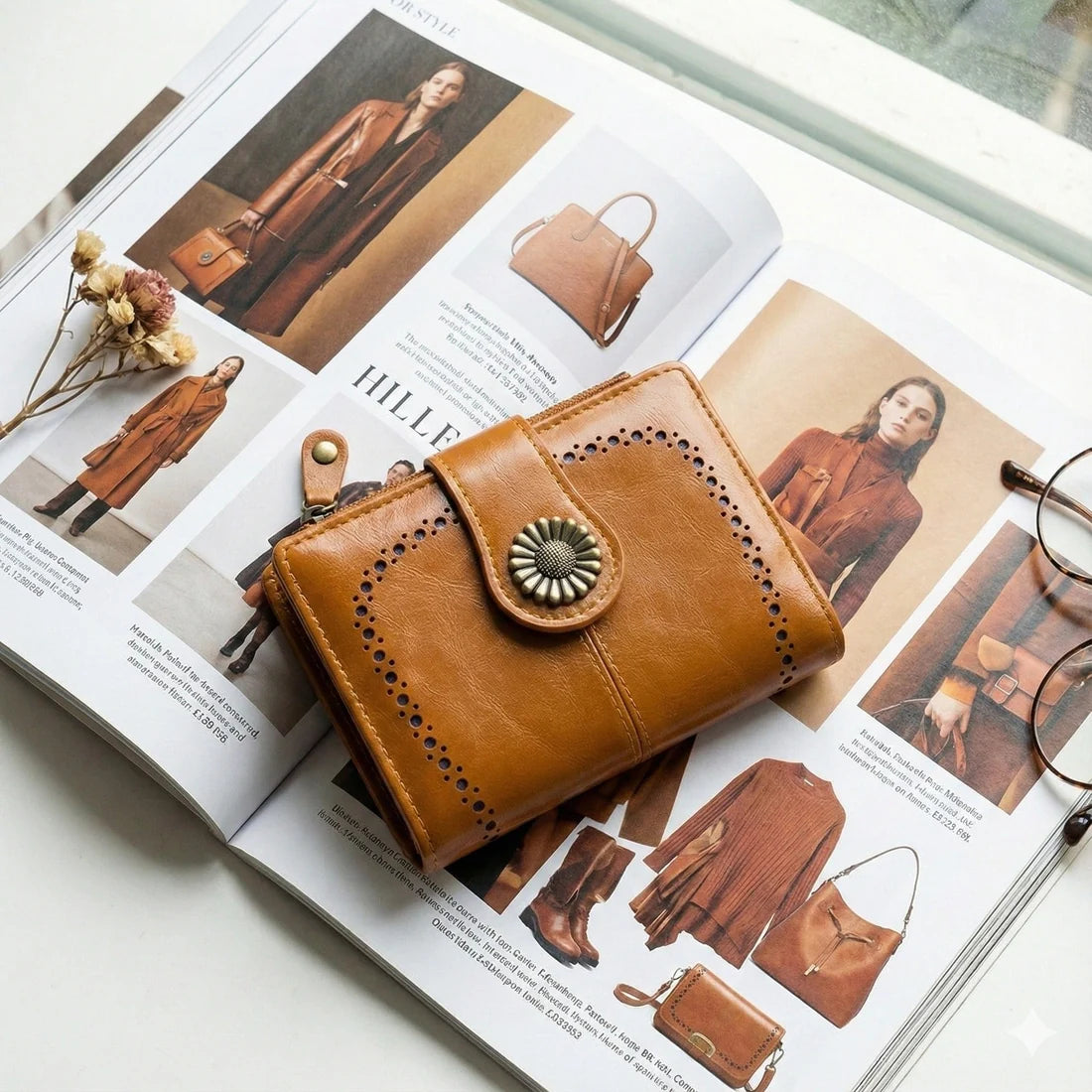 Lena Vegan Leather Laser Cut Out Detail Wallet