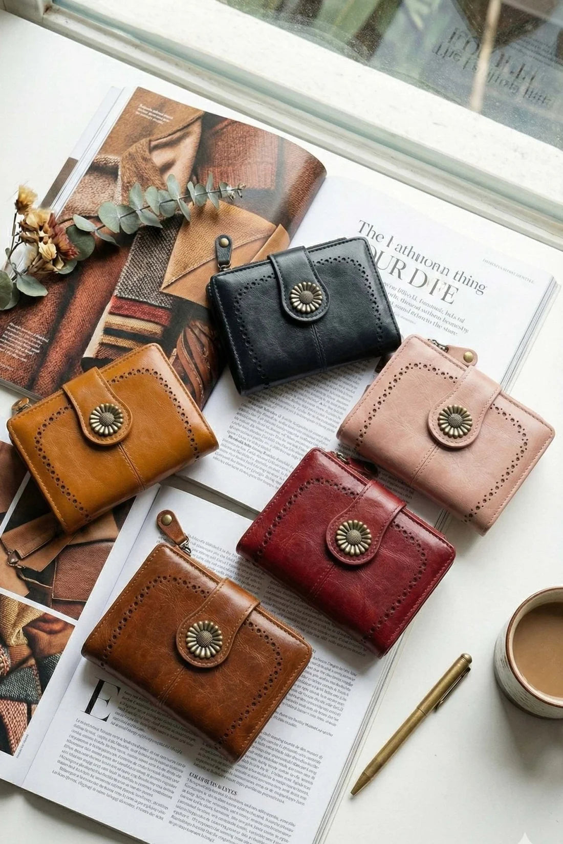 Lena Vegan Leather Laser Cut Out Detail Wallet