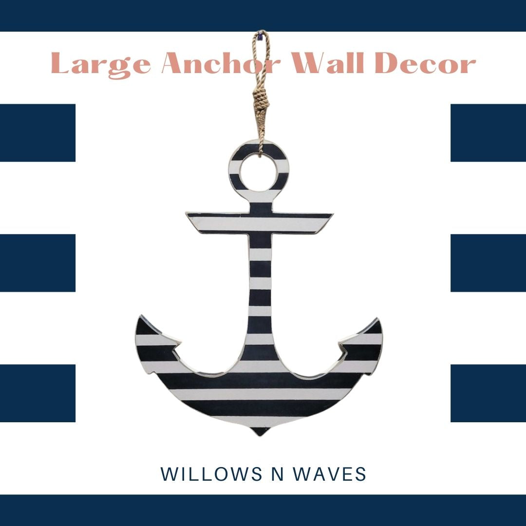 LARGE ANCHOR WHITE AND NAVY STRIPE WITH ROPE