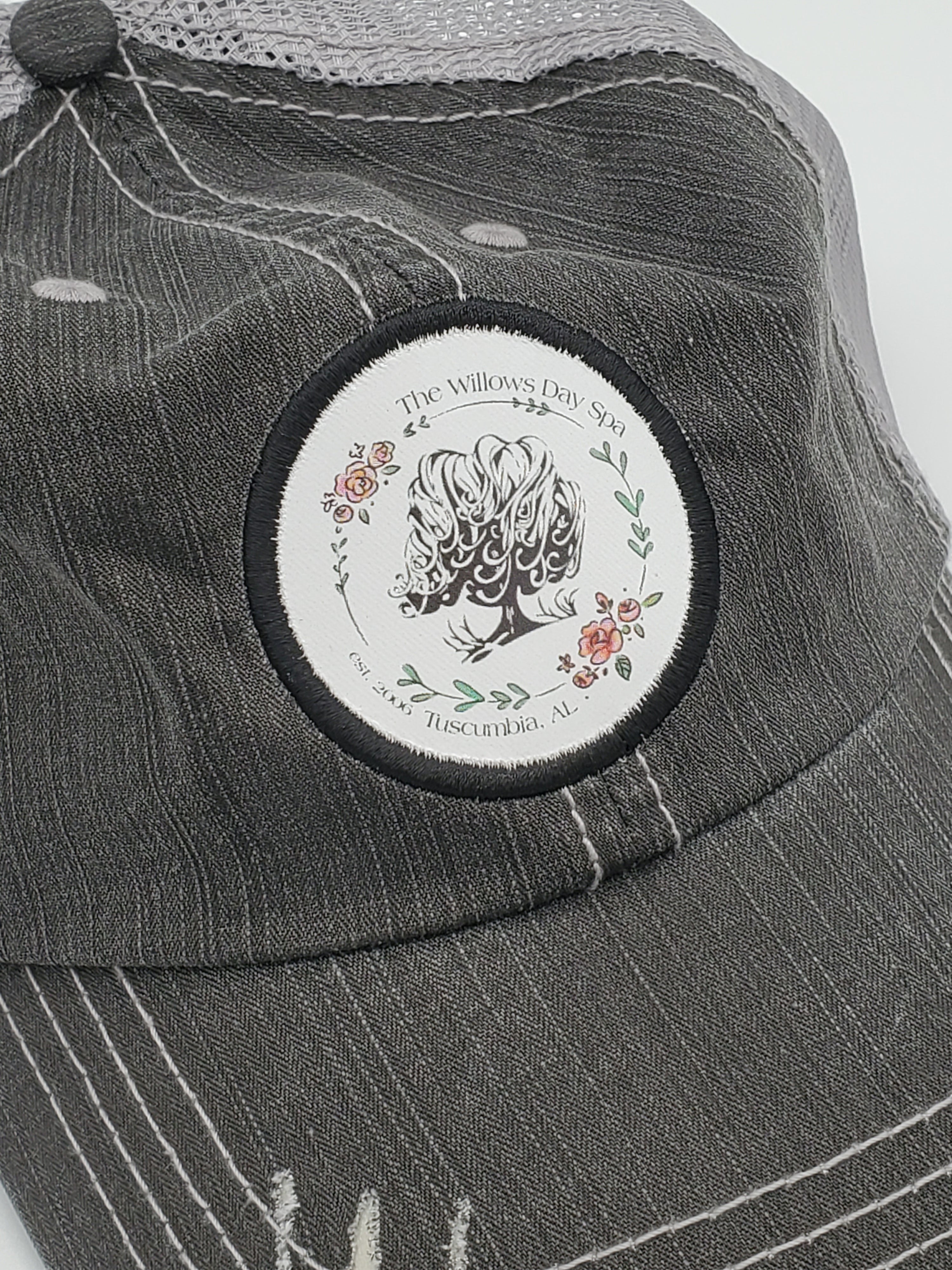 The Willows Day Spa distressed trucker hat